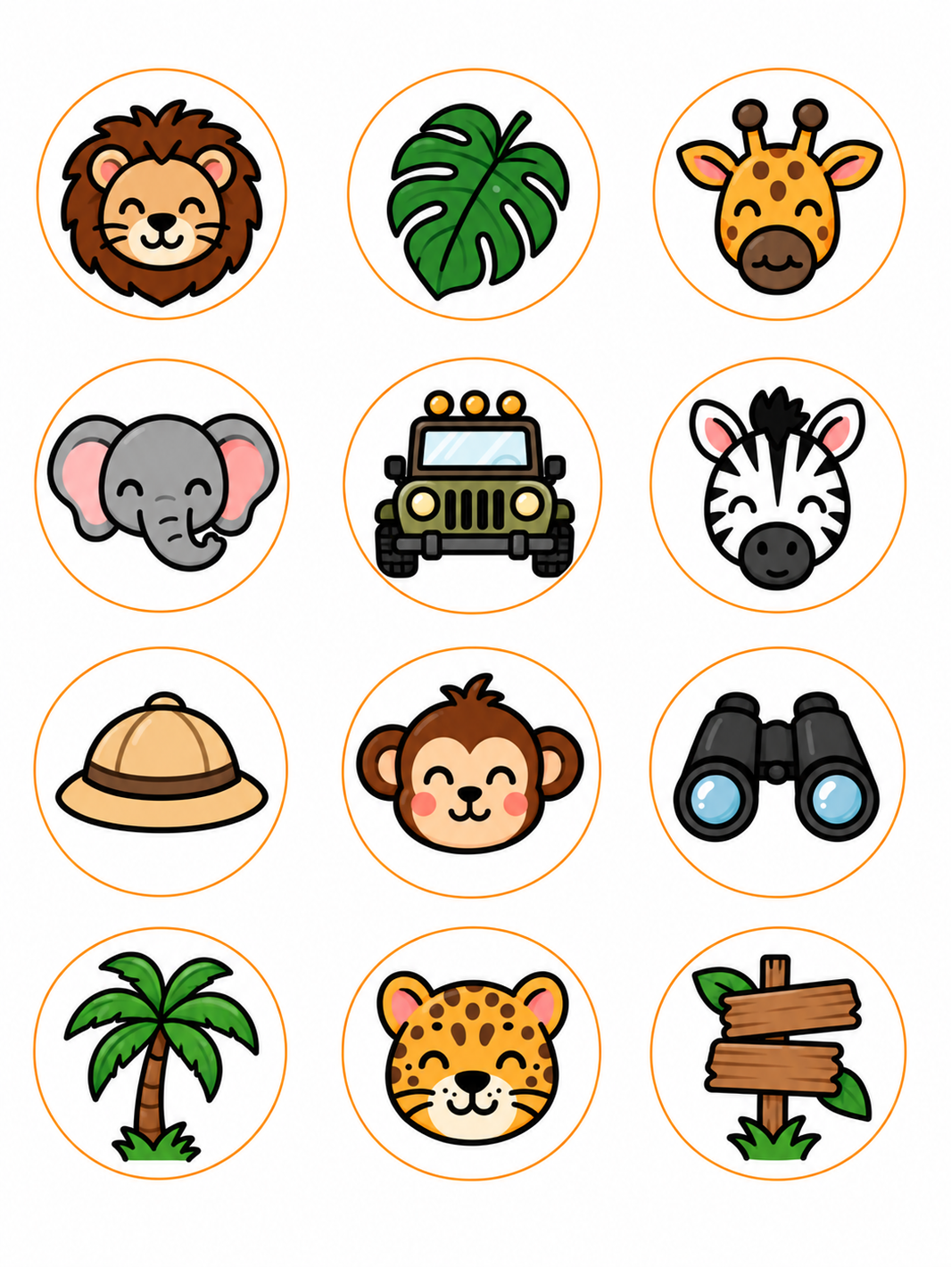 image Animal Themes Pre-Cut Edible Image Circles