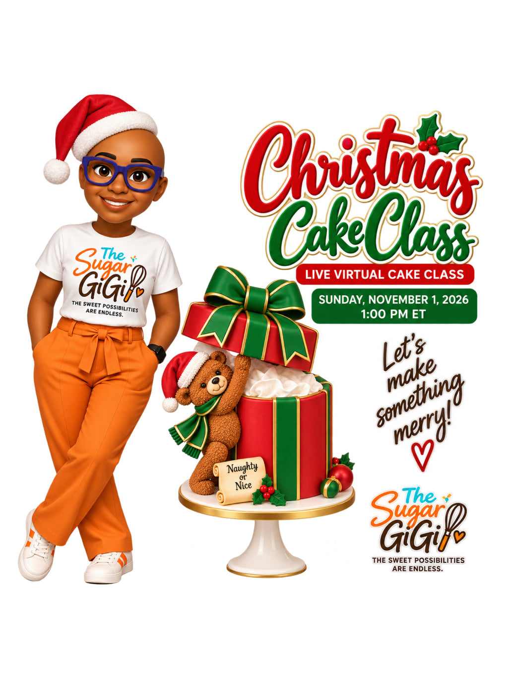 VIRTUAL CHRISTMAS GIFT BOX CAKE CLASS