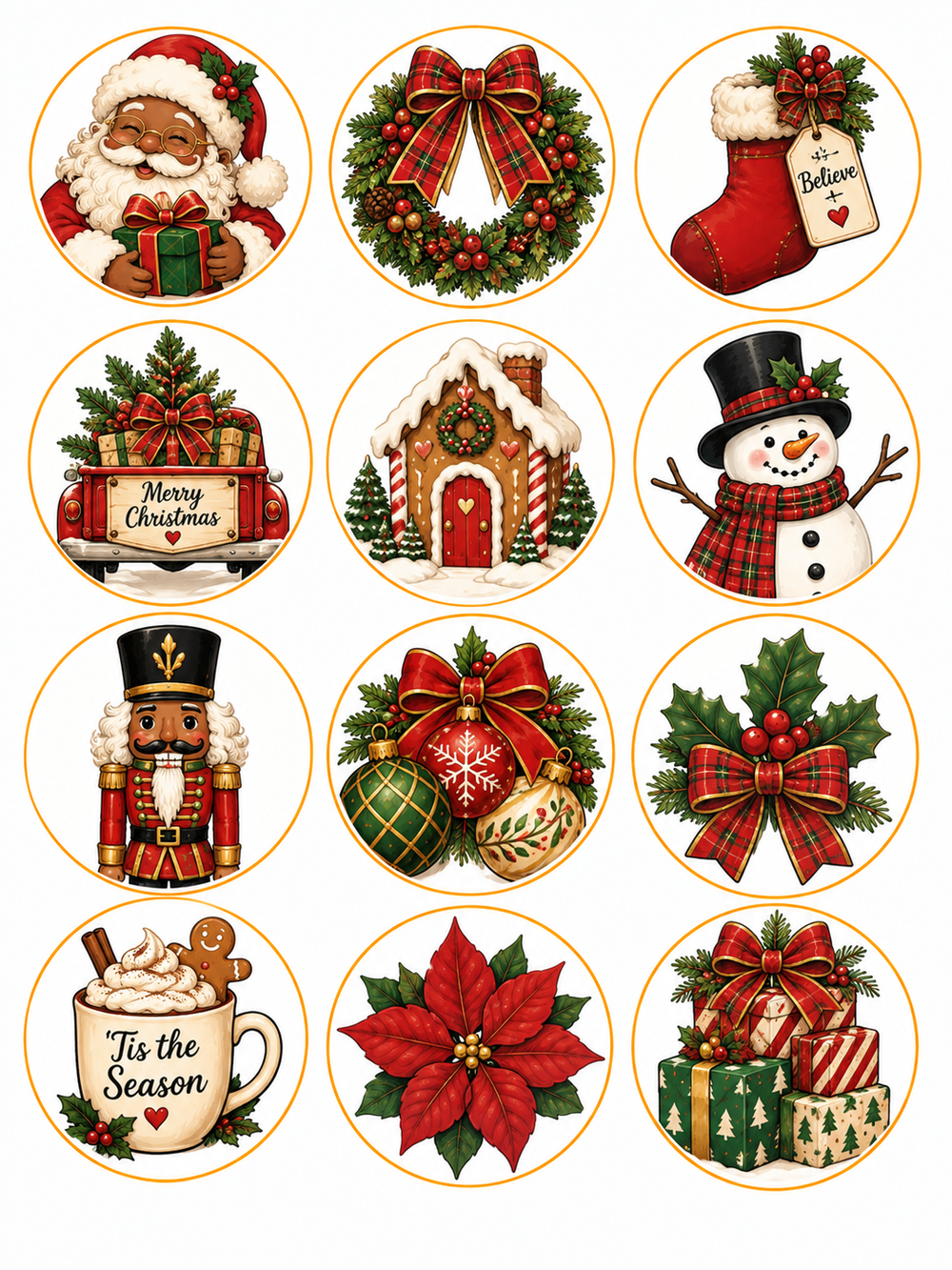Cozy Christmas Pre-Printed Edible Image Circles