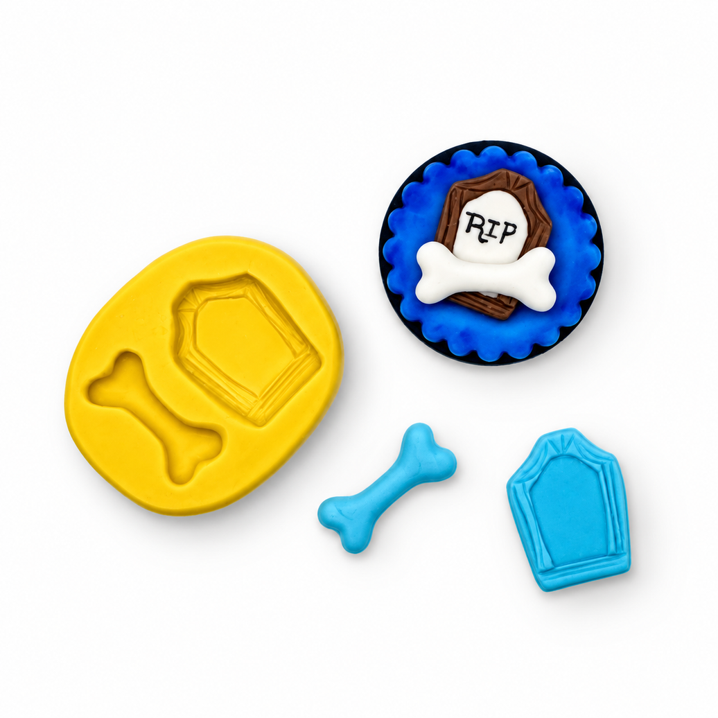 Tombstone & Bones Halloween Silicone Mold for Fondant, Chocolate & Candy