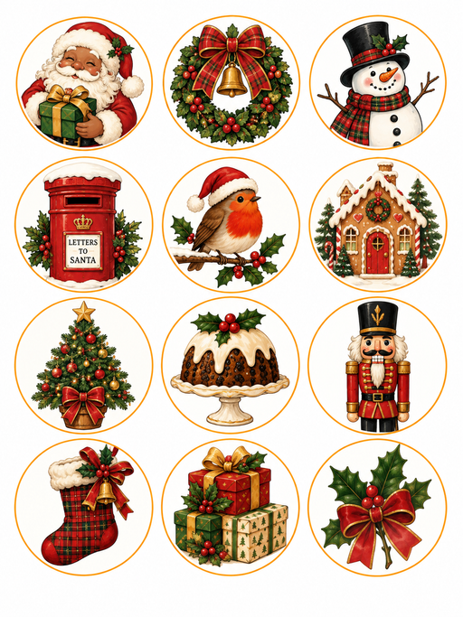Cozy Christmas Pre-Printed Edible Image Circles
