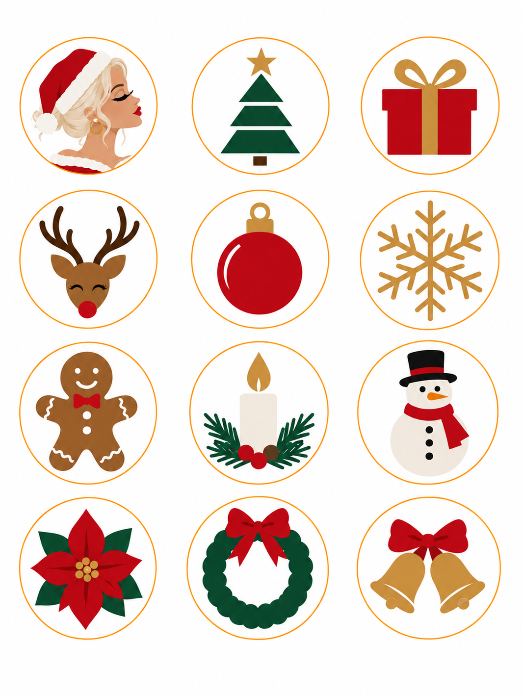 image Mrs. Claus Christmas Pre-Printed Edible Image Circles