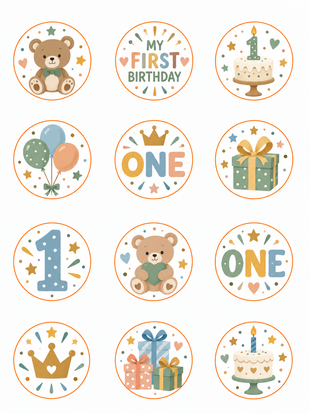 Pre-Printed & Pre-Cut Birthday Sugar Sheet Circles – Set of 12