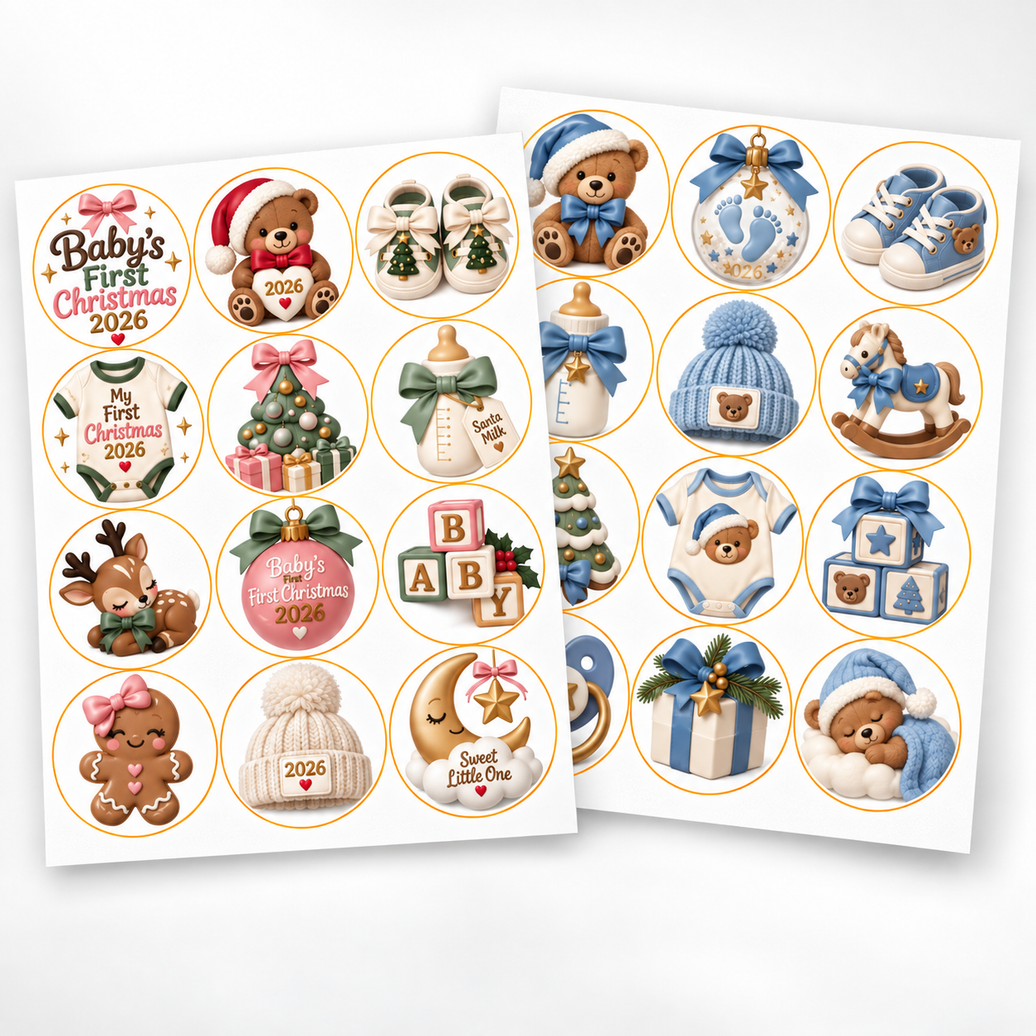 Baby’s First Christmas Pre-Printed Edible Image Circles