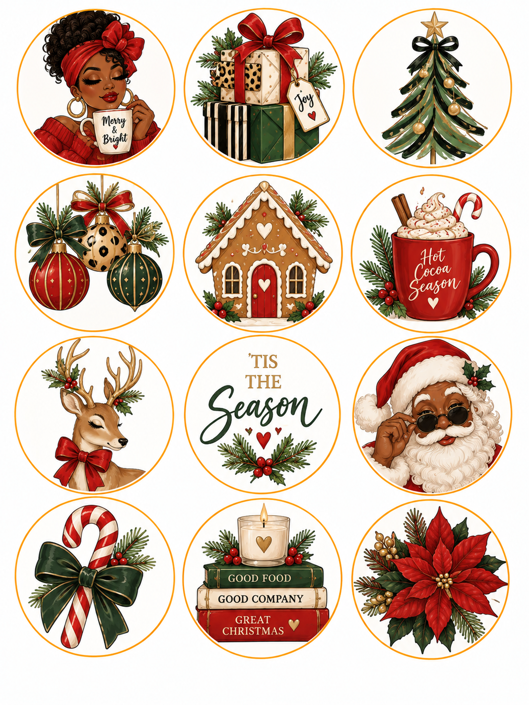 Cozy Christmas Pre-Printed Edible Image Circles
