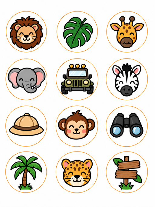 Animal Themes Pre-Cut Edible Image Circles