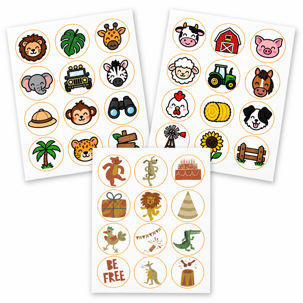 Animal Themes Pre-Cut Edible Image Circles
