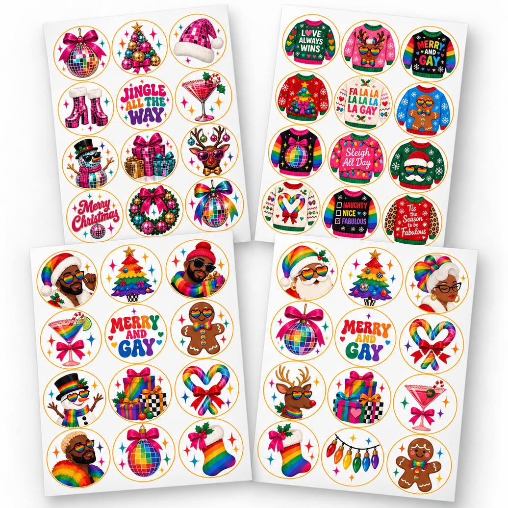 Merry & Gay Christmas Pre-Printed Edible Image Circles