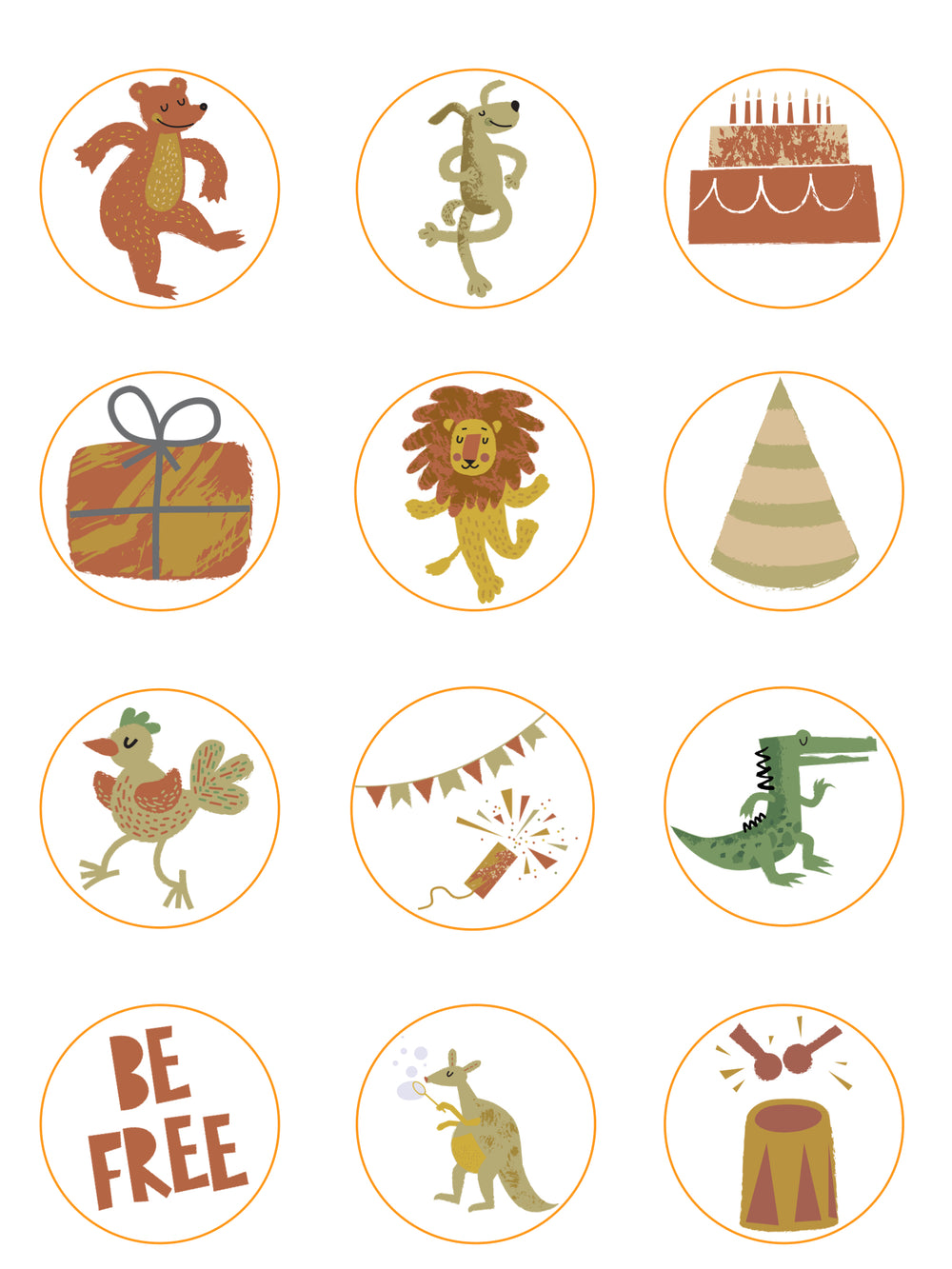 Animal Themes Pre-Cut Edible Image Circles