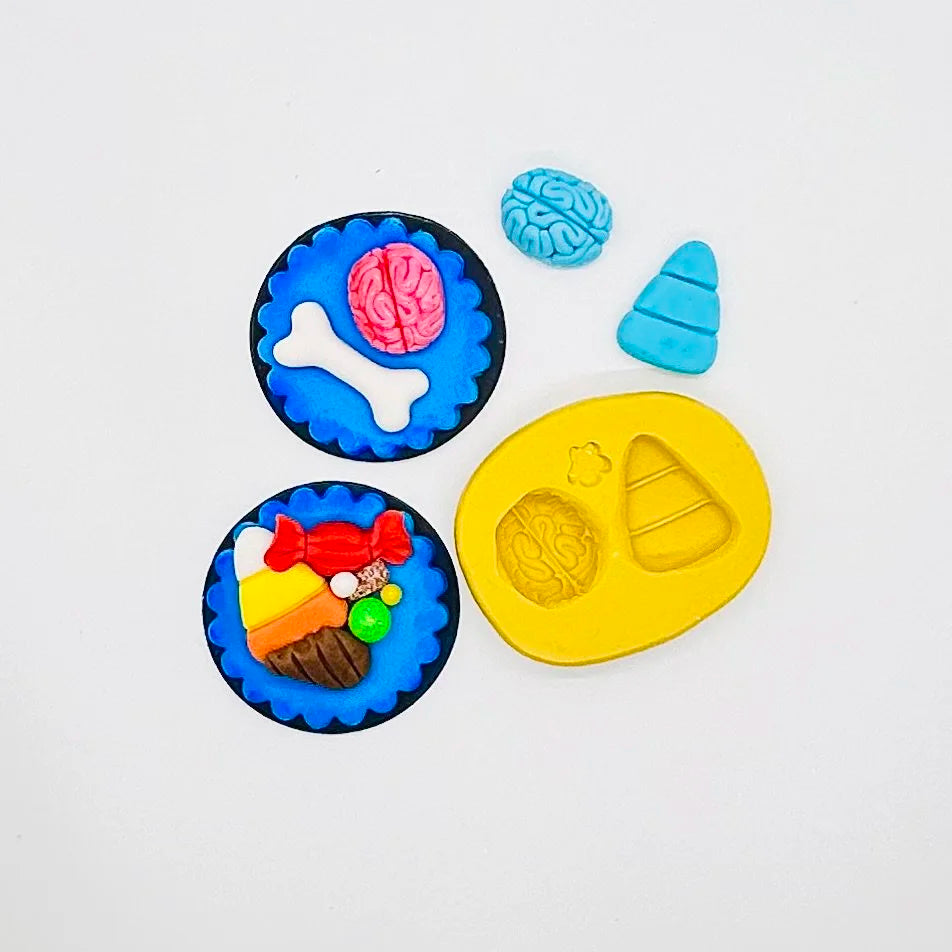 Zombie Brain & Candy Corn Halloween Silicone Mold for Fondant & Chocolate