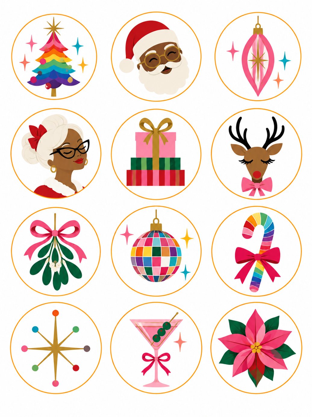 Classic Christmas Pre-Printed Edible Image Circles