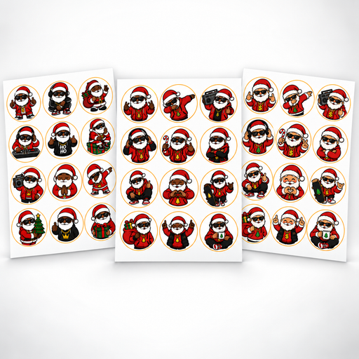 Hip-Hop Santa Pre-Printed Edible Image Circles
