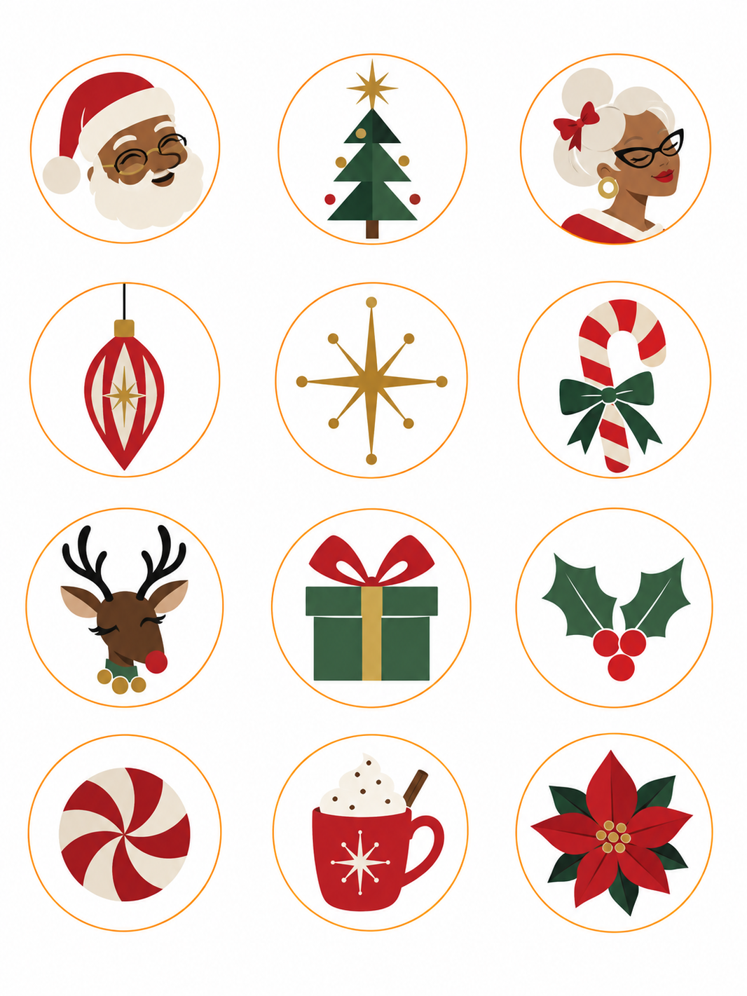 image Classic Christmas Pre-Printed Edible Image Circles