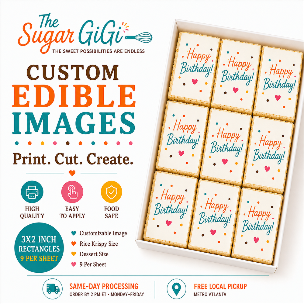 Custom 3x2 edible image rectangle for Rice Krispy treats - The Sugar Gigi