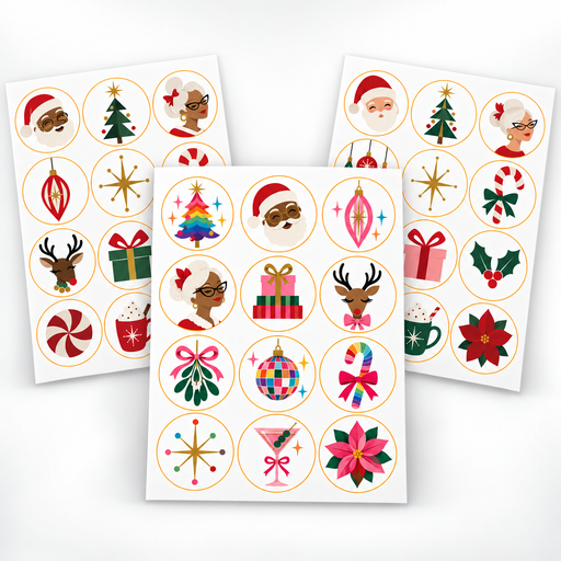 Classic Christmas Pre-Printed Edible Image Circles