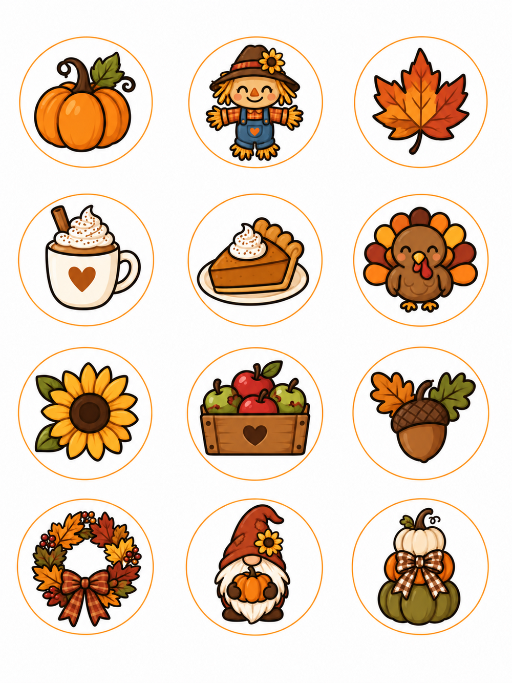 Fall & Thanksgiving 2-Inch Edible Images