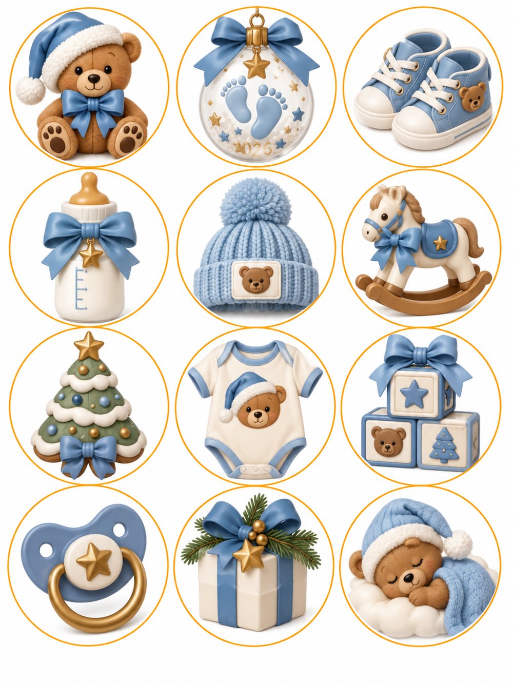 Baby’s First Christmas Pre-Printed Edible Image Circles