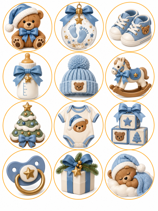 Baby’s First Christmas Pre-Printed Edible Image Circles
