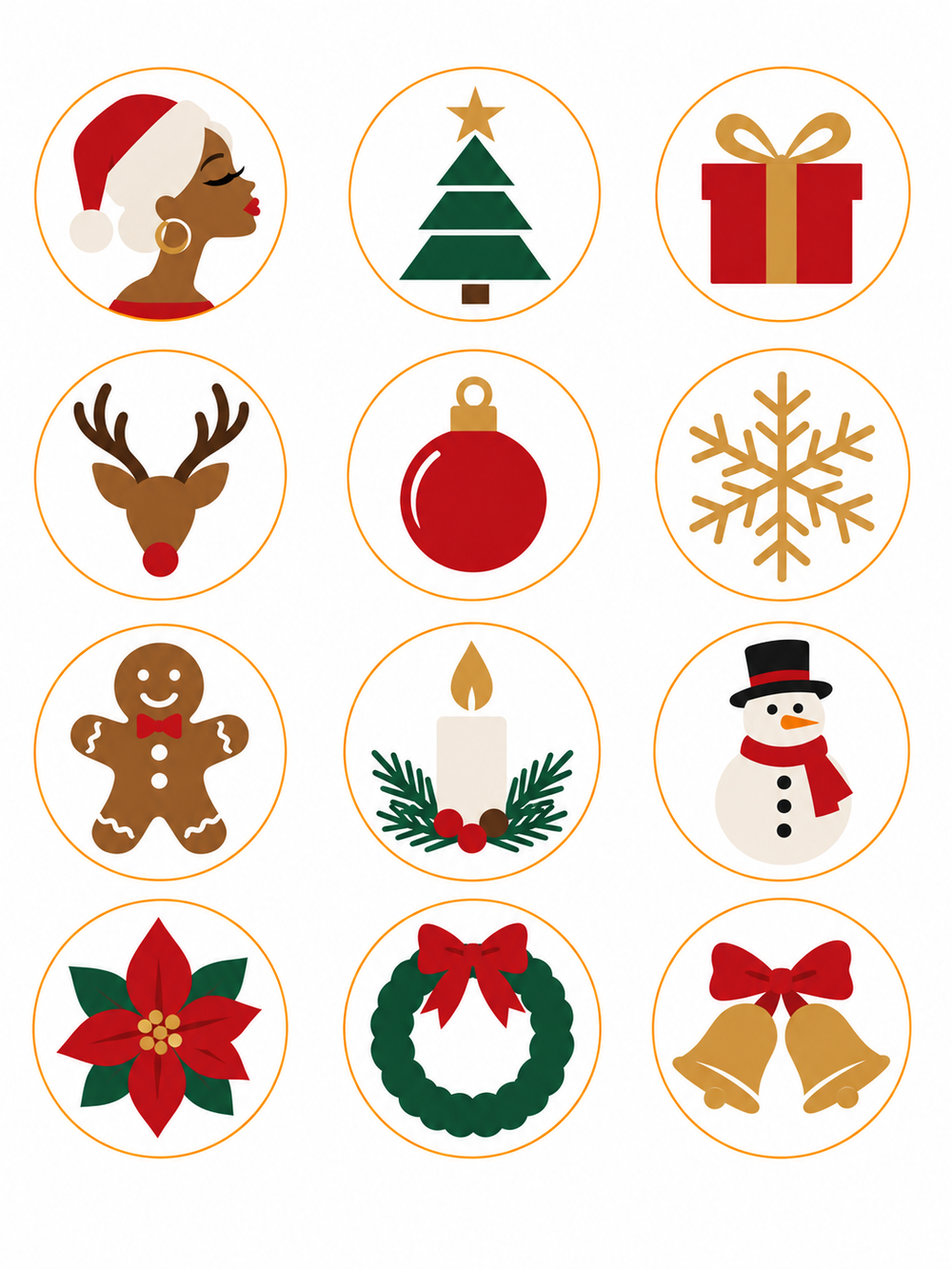 Mrs. Claus Christmas Pre-Printed Edible Image Circles