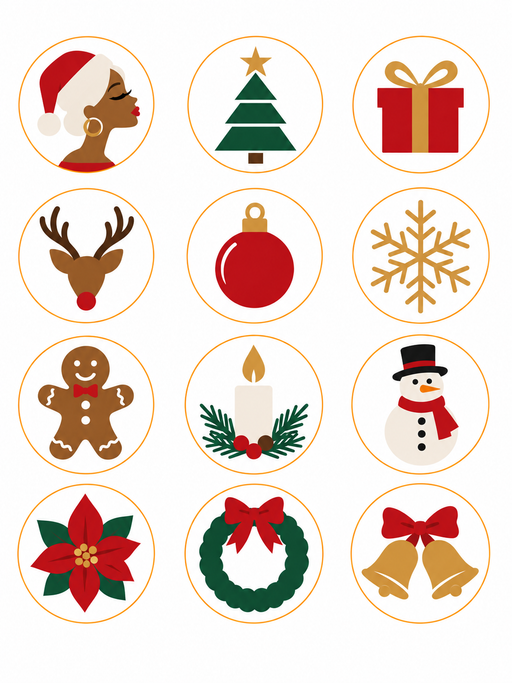 Mrs. Claus Christmas Pre-Printed Edible Image Circles