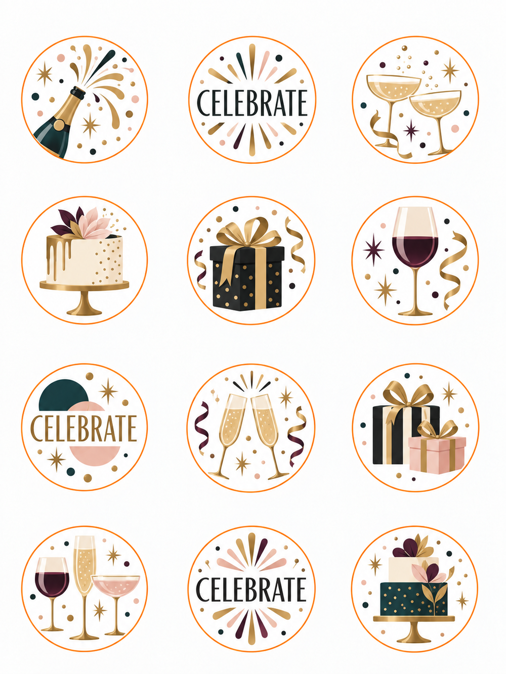 Pre-Printed & Pre-Cut Birthday Sugar Sheet Circles – Set of 12