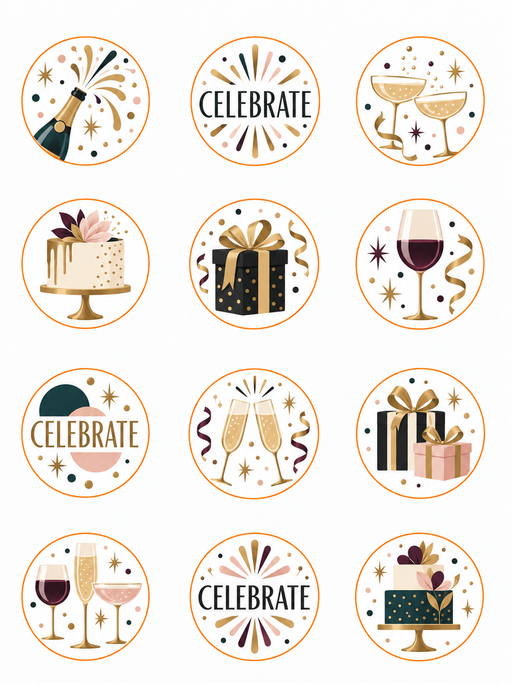 Pre-Printed & Pre-Cut Birthday Sugar Sheet Circles – Set of 12