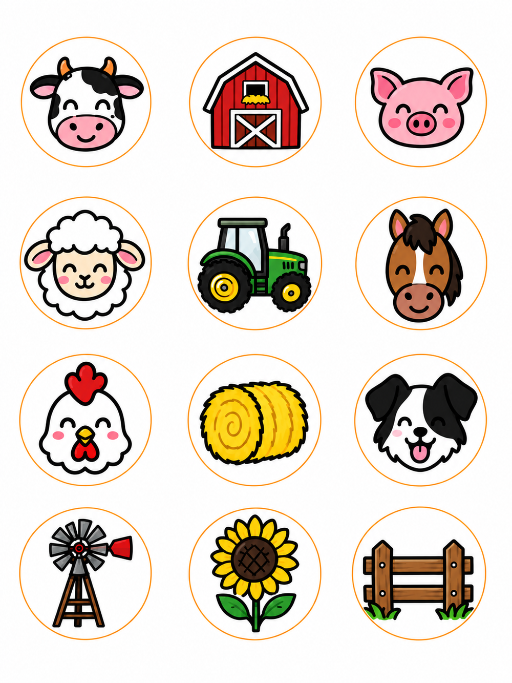Animal Themes Pre-Cut Edible Image Circles