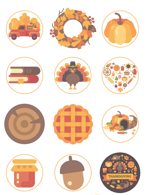 Fall & Thanksgiving 2-Inch Edible Images